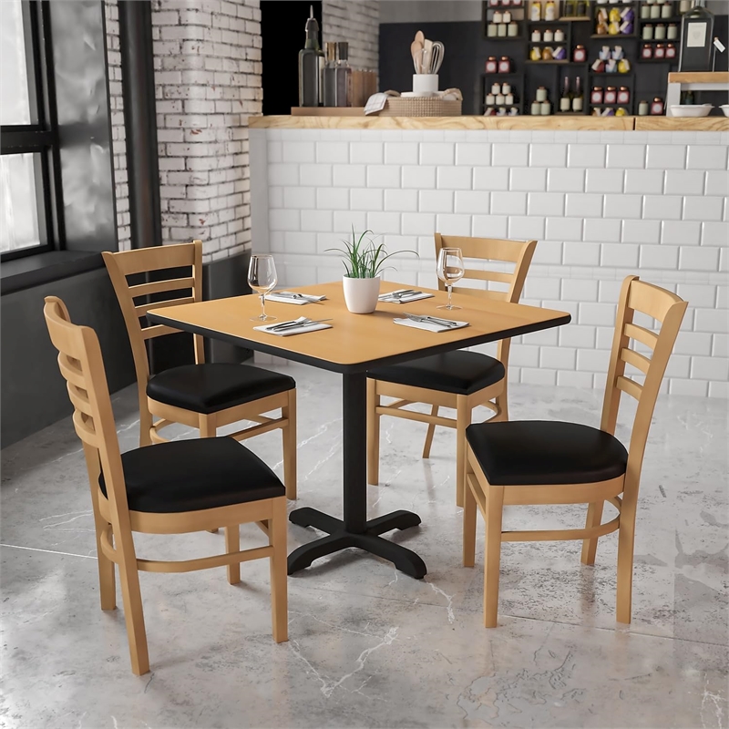Flash Furniture Hercules Upholstered Dining Chair in Natural and Black