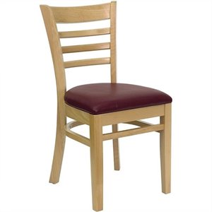 flash furniture hercules ladder back wooden faux leather restaurant dining side chair in natural