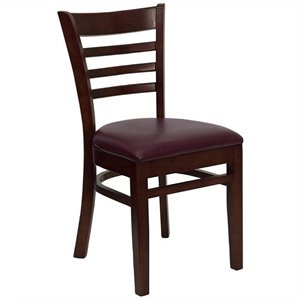 flash furniture hercules ladder back wooden faux leather restaurant dining side chair in mahogany
