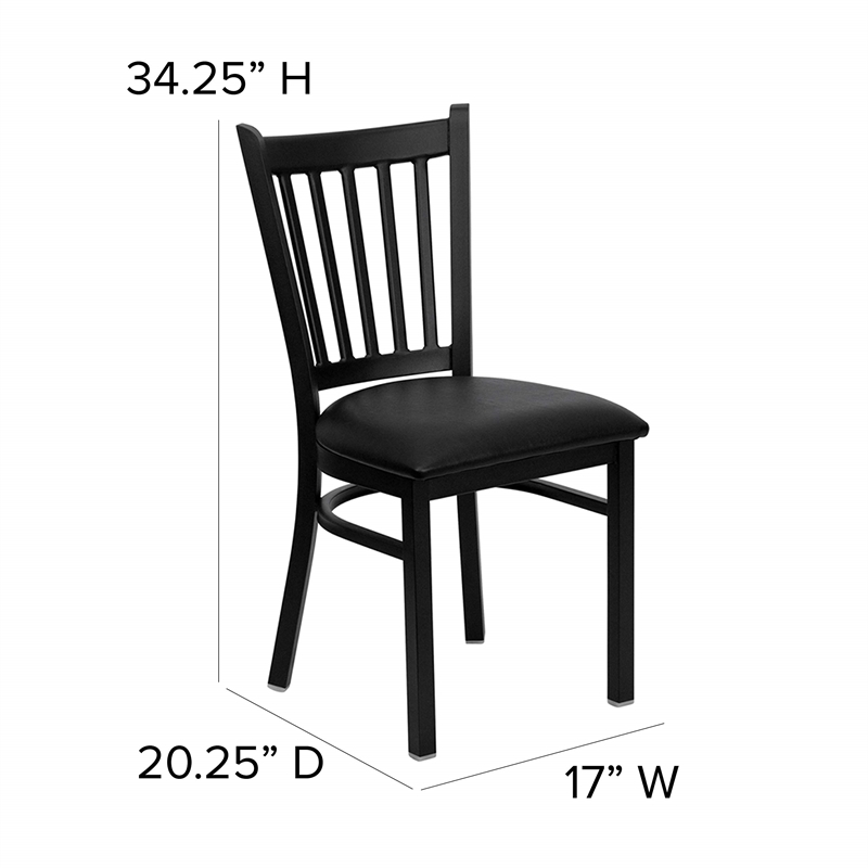 Flash Furniture Hercules Vertical Back Metal Dining Chair in Black