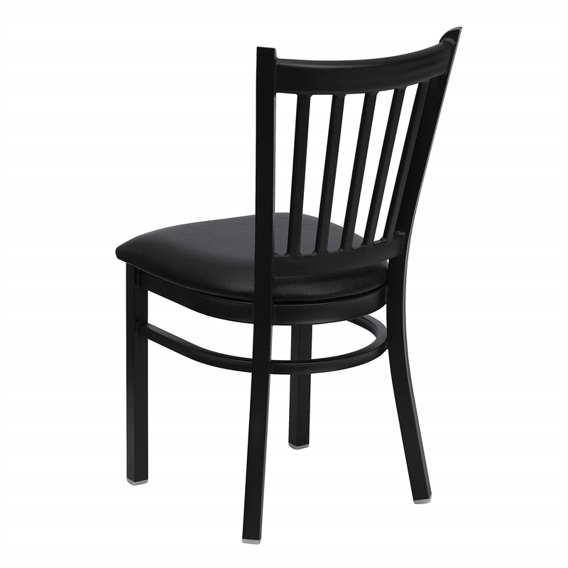 Flash Furniture Hercules Vertical Back Metal Dining Chair in Black