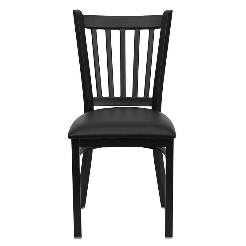 Flash Furniture Hercules Vertical Back Metal Dining Chair in Black