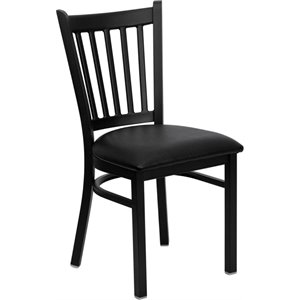 flash furniture hercules vertical back metal faux leather seat restaurant dining side chair in black