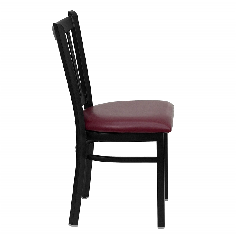 Flash Furniture Hercules Black Back Metal Dining Chair in Burgundy