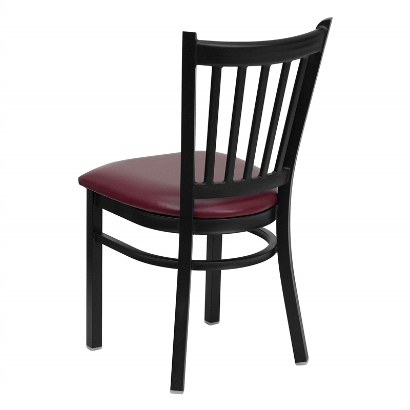 Flash Furniture Hercules Black Back Metal Dining Chair in Burgundy