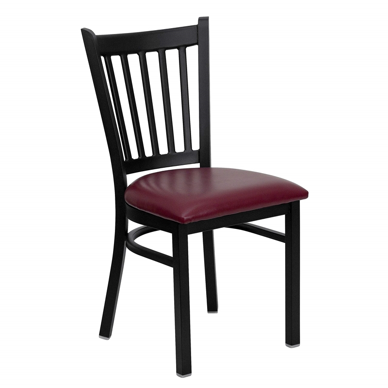 Flash Furniture Hercules Black Back Metal Dining Chair in Burgundy