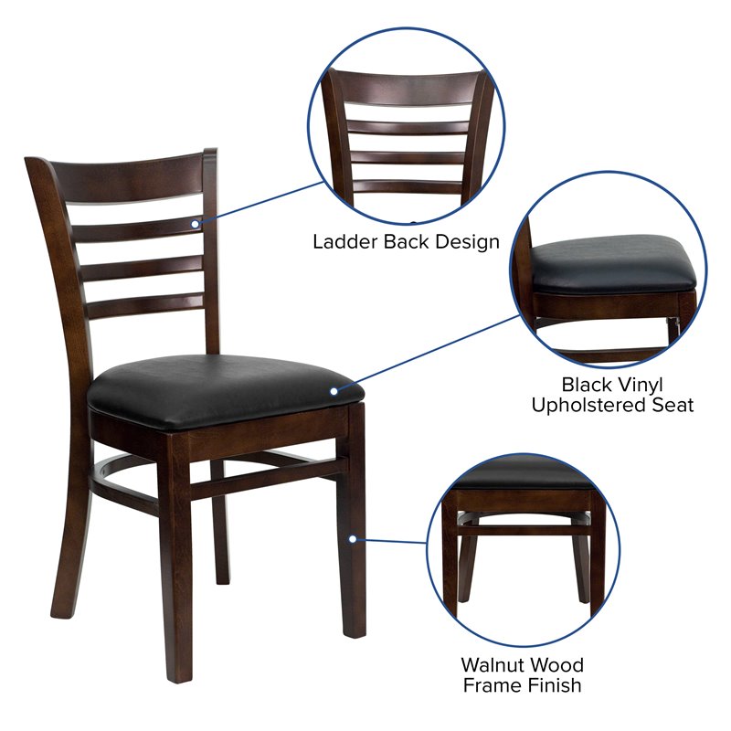 Flash Furniture Hercules Ladder Back Dining Chair with Black Seat