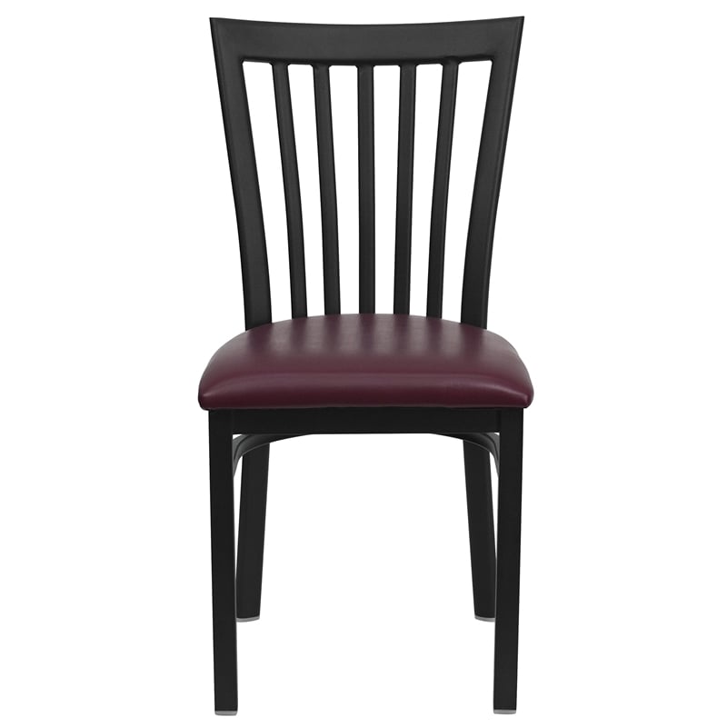Flash Furniture Hercules Black Back Metal Dining Chair in Burgundy