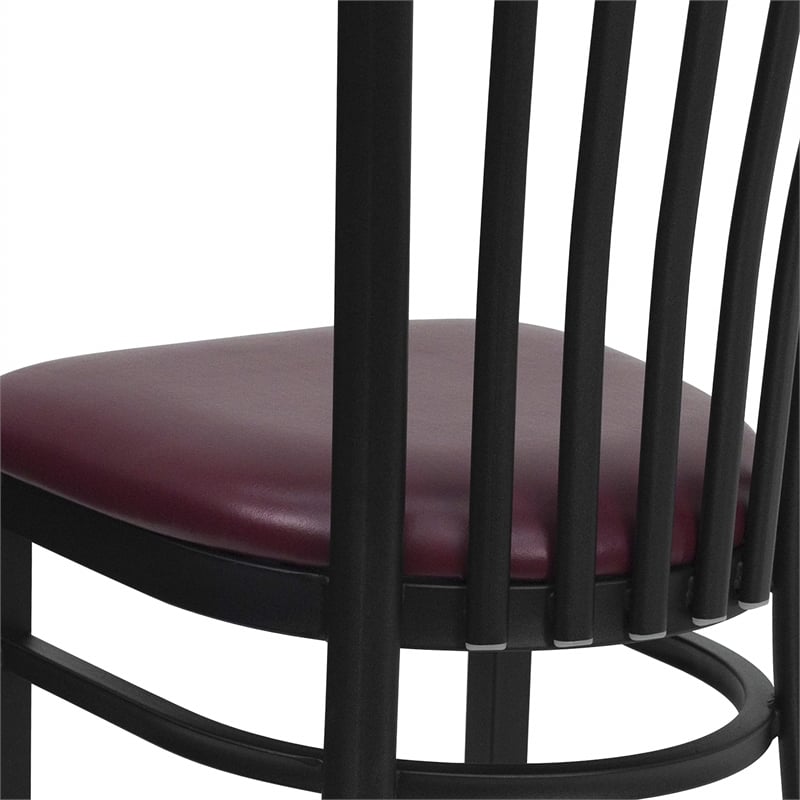 Flash Furniture Hercules Black Back Metal Dining Chair in Burgundy