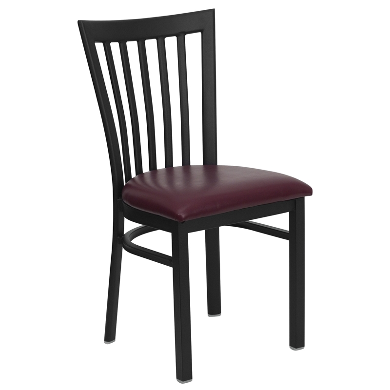 Flash Furniture Hercules Black Back Metal Dining Chair in Burgundy