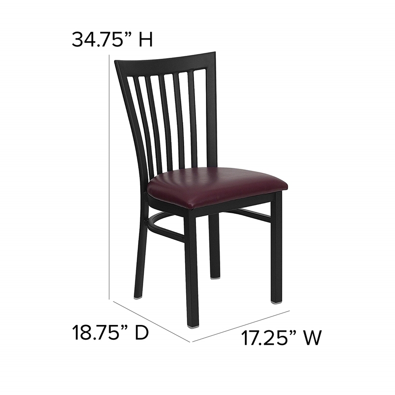 Flash Furniture Hercules Black Back Metal Dining Chair in Burgundy