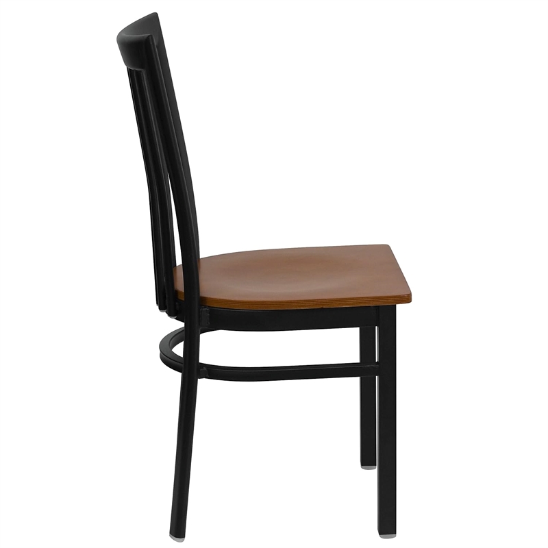 Flash Furniture Hercules Black Back Metal Dining Chair in Cherry