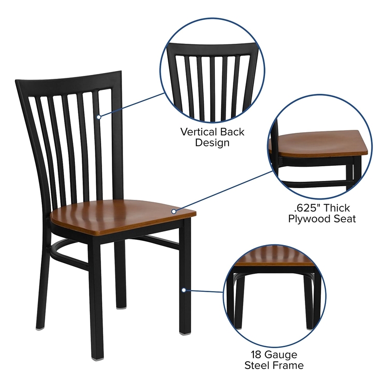 Flash Furniture Hercules Black Back Metal Dining Chair in Cherry