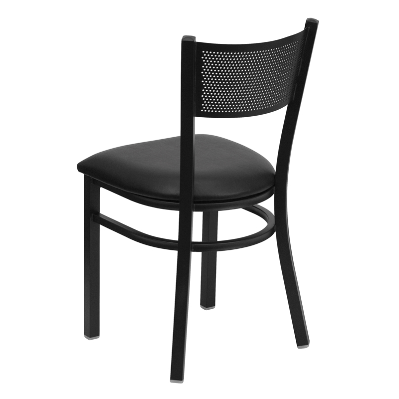 Flash Furniture Hercules Series Metal Dining Chair in Black Vinyl