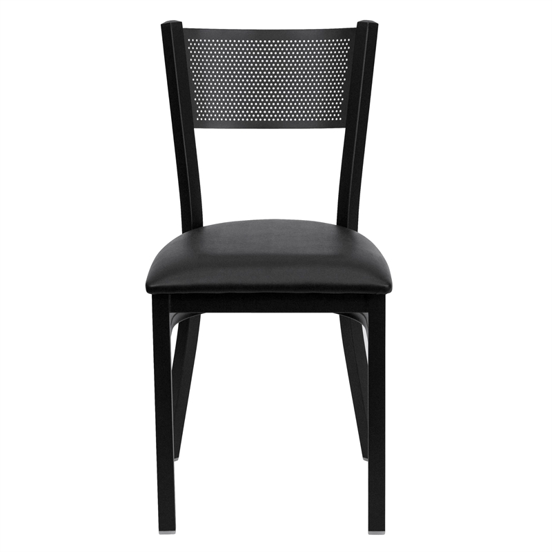 Flash Furniture Hercules Series Metal Dining Chair in Black Vinyl