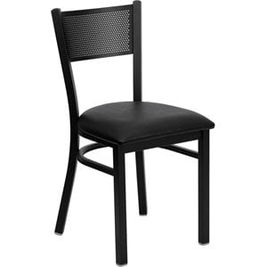 flash furniture hercules panel back metal faux leather seat restaurant dining side chair in black