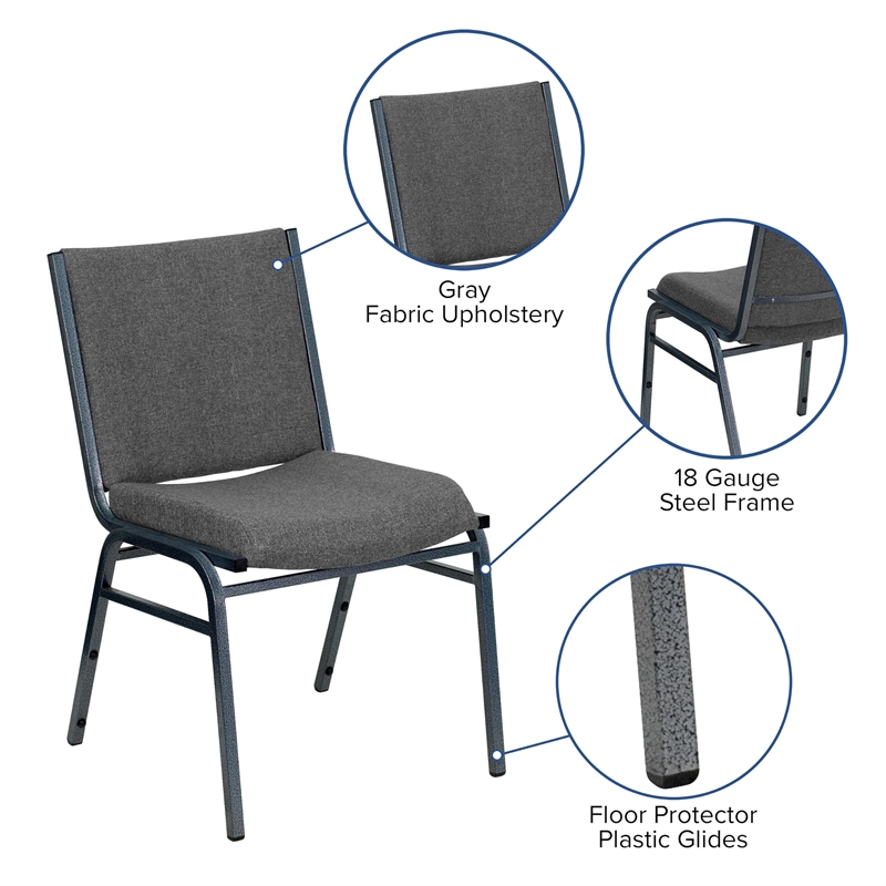 Flash Furniture Hercules Upholstered Stacking Chair in Gray