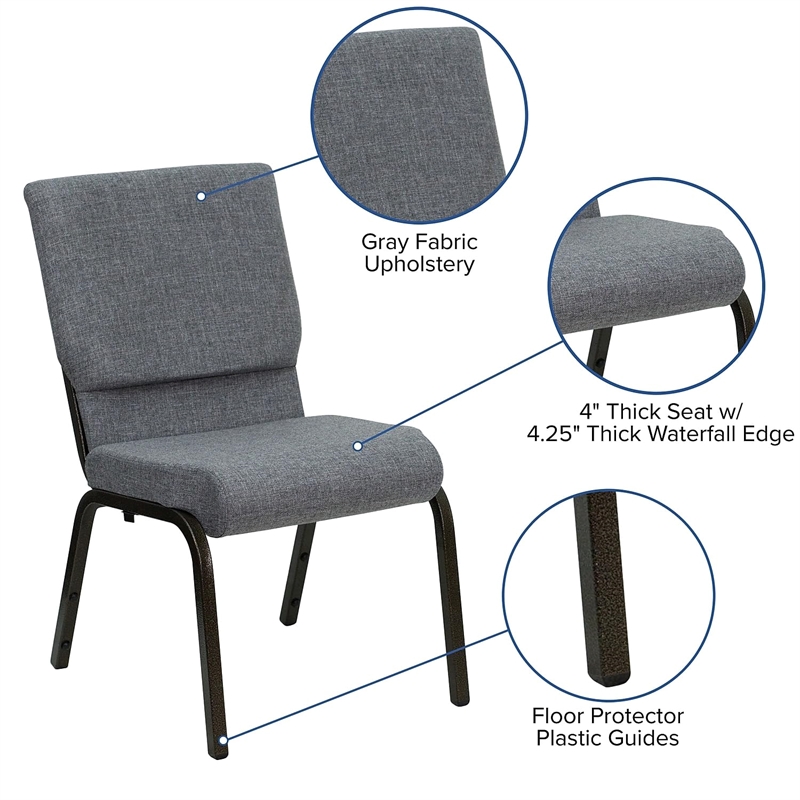 Flash Furniture Hercules Church Stacking Guest Chair in Gray