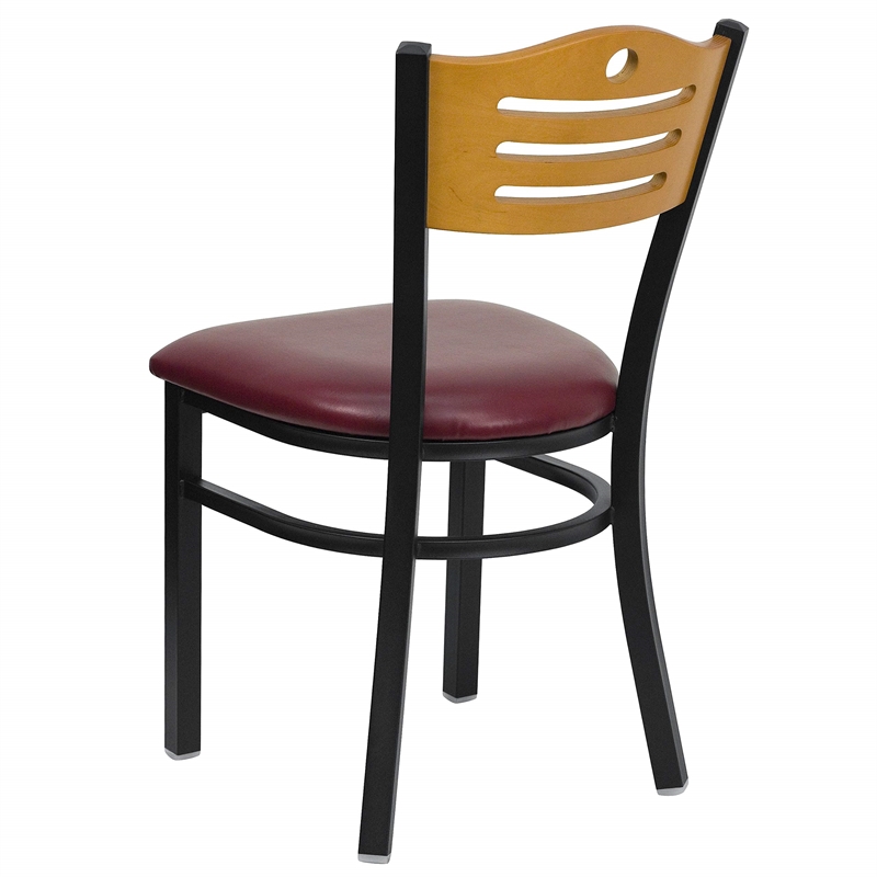 Flash Furniture Hercules Black Slat Back Dining Chair in Burgundy