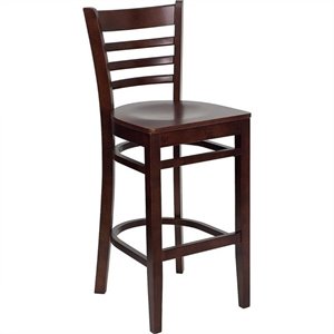Flash Furniture Hercules 31&quot Ladder Back Wooden Stool in Mahogany