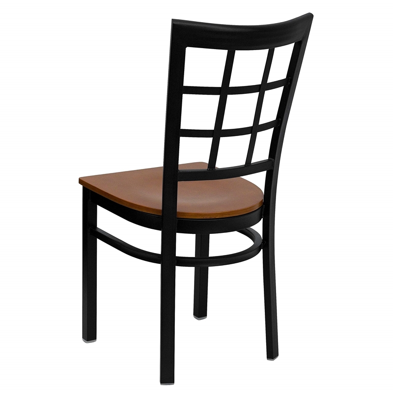 Flash Furniture Hercules Black Window Back Dining Chair in Cherry
