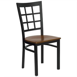 flash furniture hercules window back metal wood seat restaurant dining side chair in black