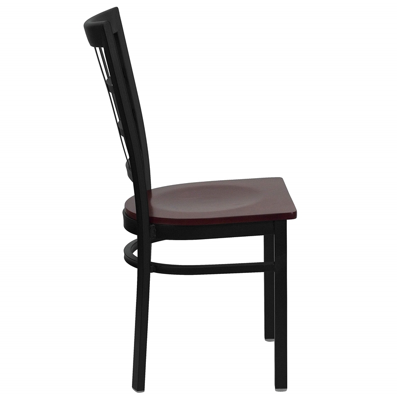 Flash Furniture Hercules Black Window Back Dining Chair in Mahogany