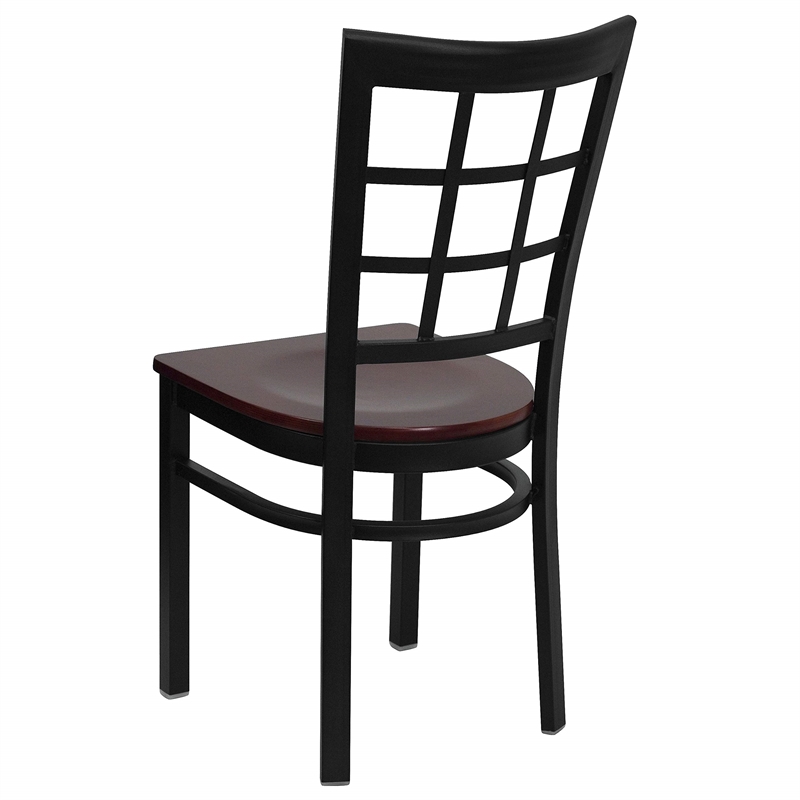 Flash Furniture Hercules Black Window Back Dining Chair in Mahogany