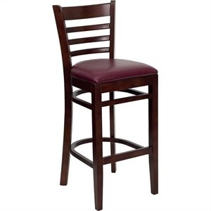Flash Furniture Hercules Series 31&quot Ladder Back Bar Stool in Mahogany