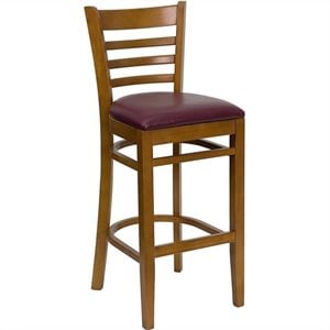 Flash Furniture Hercules Series 31&quot Ladder Back Bar Stool in Burgundy