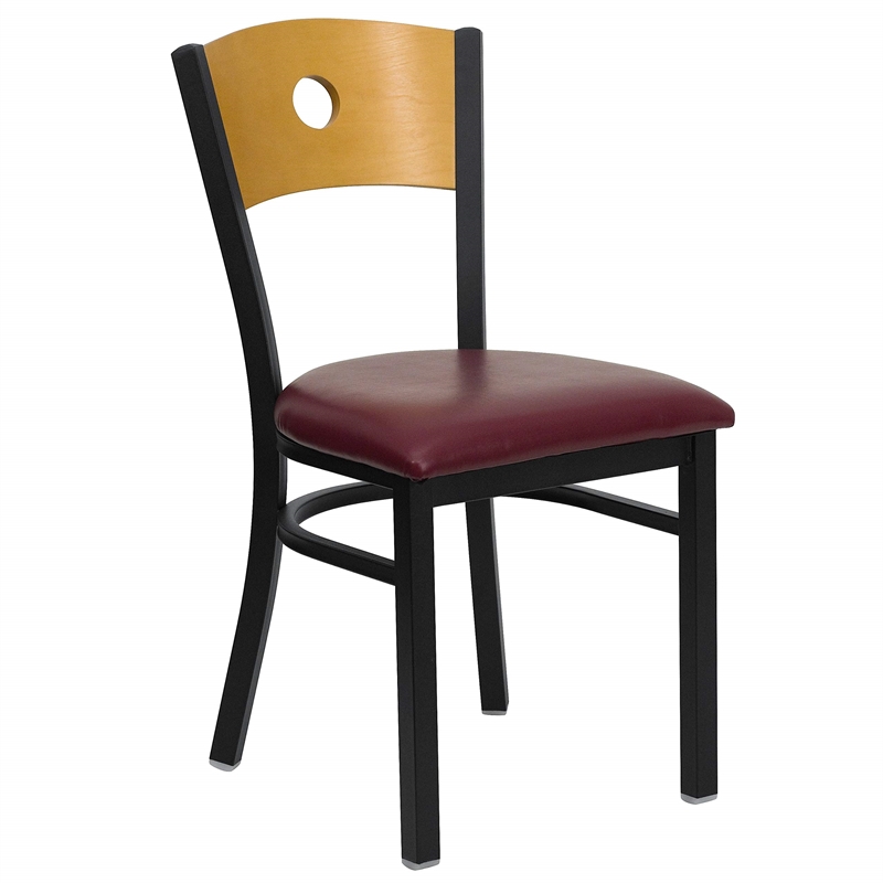 Flash Furniture Hercules Black Metal Dining Chair with Burgundy Seat