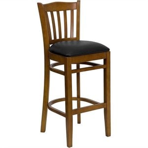 Flash Furniture Hercules 31&quot Bar Stool in Cherry with Black Seat
