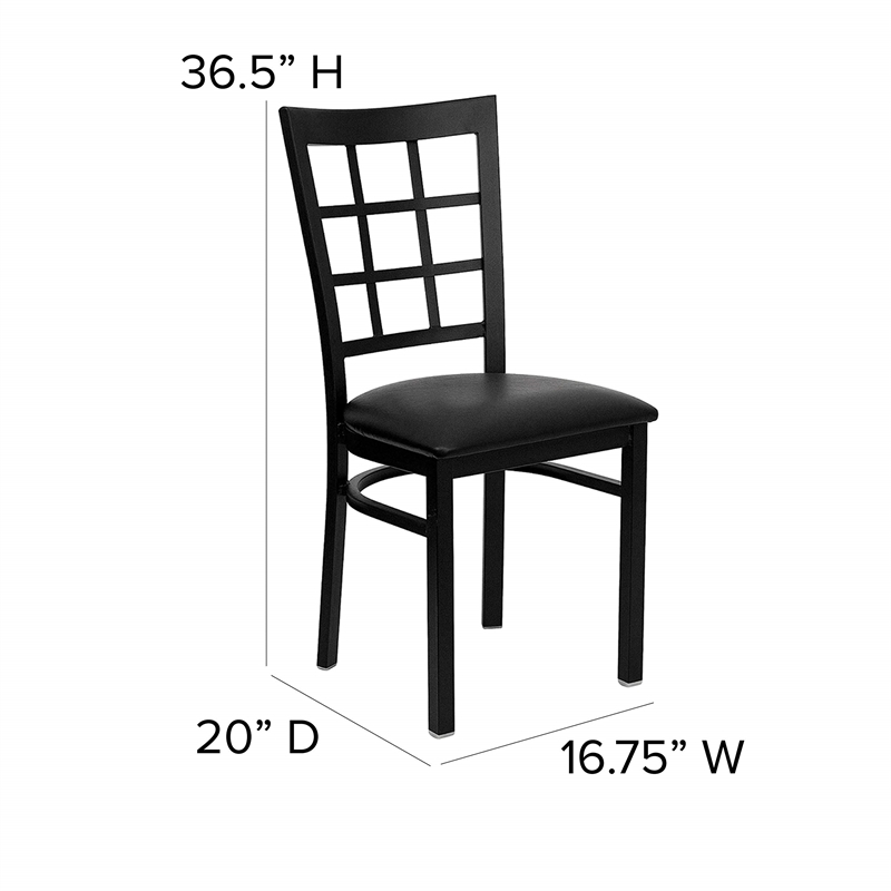 Flash Furniture Hercules Window Back Metal Dining Chair in Black