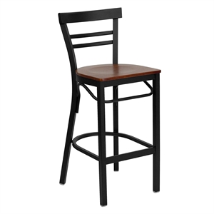 Flash Furniture Hercules Series 29&quot Ladder Back Metal Stool in Cherry