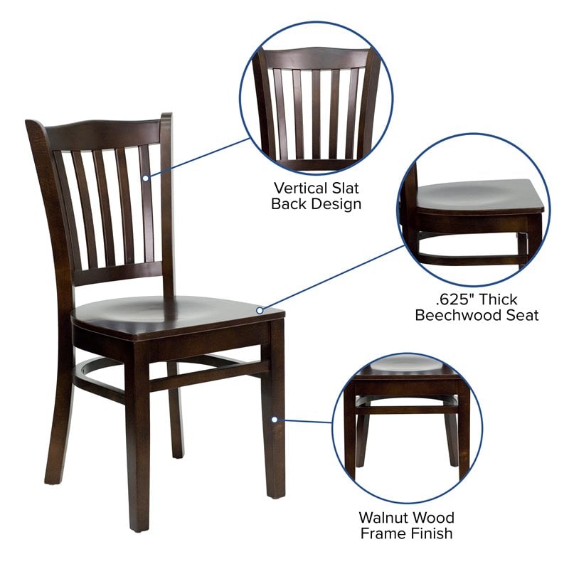 Flash Furniture Hercules Series Restaurant Dining Chair in Walnut