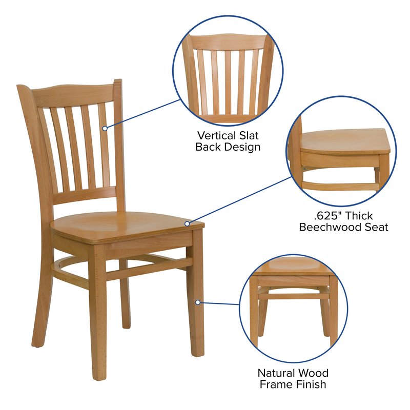 Flash Furniture Hercules Vertical Slat Back Restaurant Dining Chair