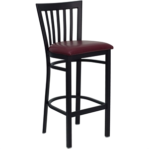 Flash Furniture Hercules 29&quot Black Back Metal Bar Stool in Burgundy