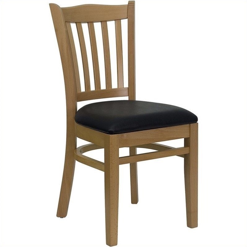 Flash Furniture Hercules Vertical Slat Back Dining Chair in Black