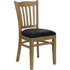 Flash Furniture Hercules Vertical Slat Back Dining Chair in Black