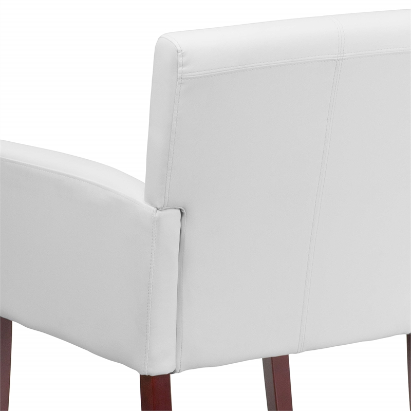 Flash Furniture Leather Executive Side Guest Chair in White and Mahogany