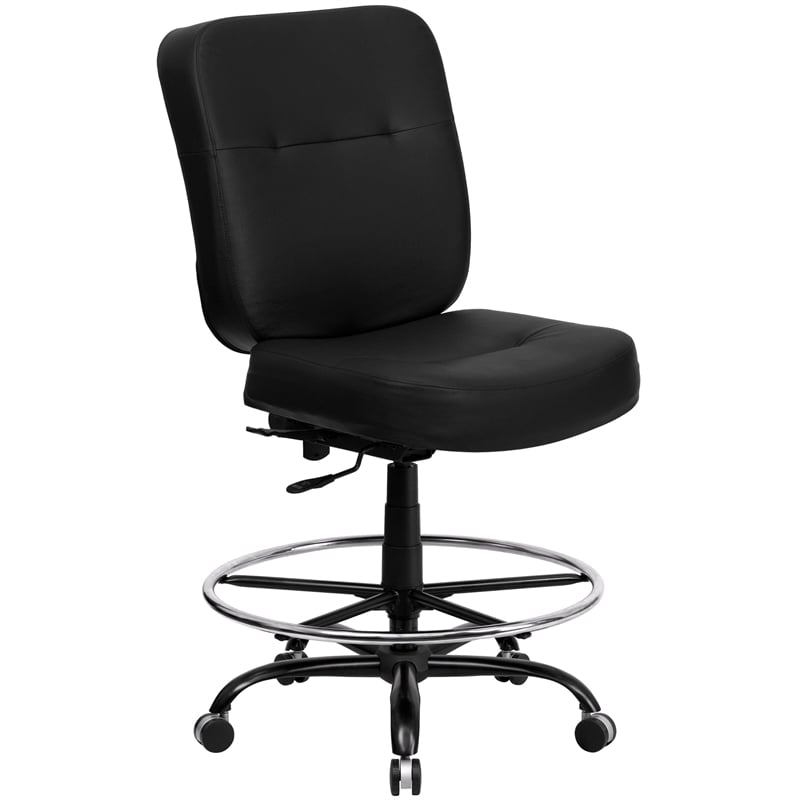 Flash Furniture Hercules Leather Drafting Chair in Black