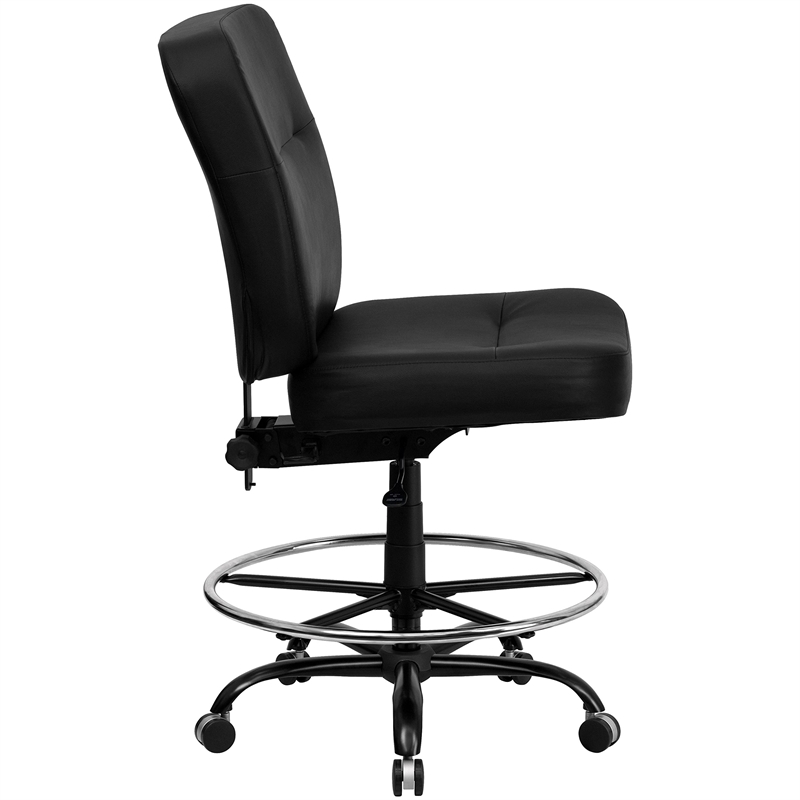Flash Furniture Hercules Leather Drafting Chair in Black