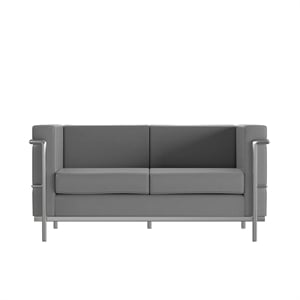 Flash Furniture Hercules Regal Leather Love Seat in Black