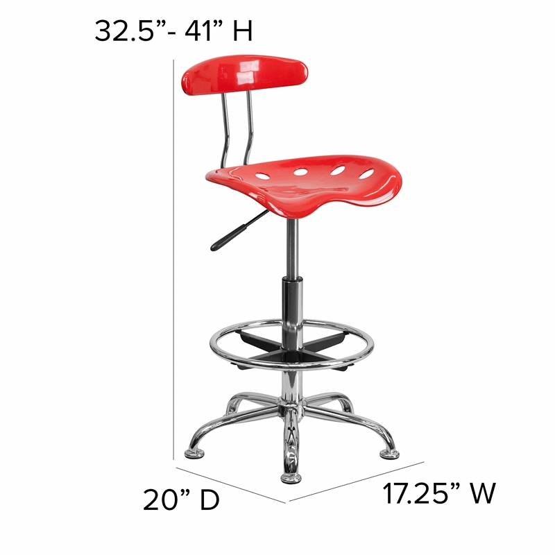 Flash Furniture Chrome Drafting Chair in Red