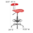 Flash Furniture Chrome Drafting Chair in Red