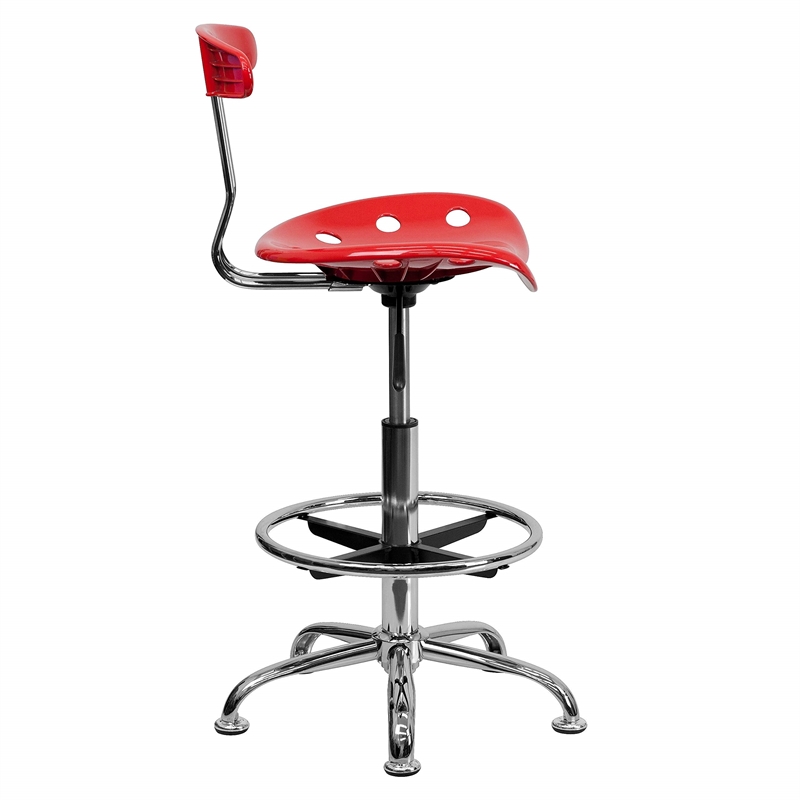 Flash Furniture Chrome Drafting Chair in Red