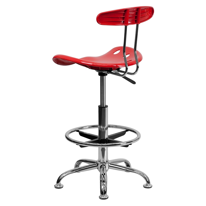 Flash Furniture Chrome Drafting Chair in Red