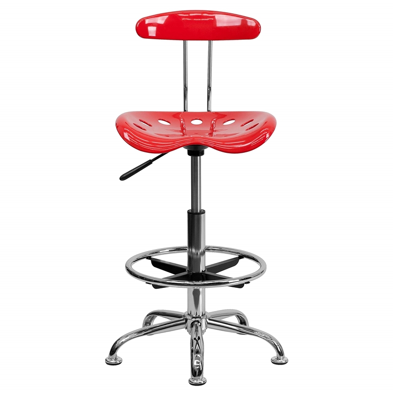 Flash Furniture Chrome Drafting Chair in Red