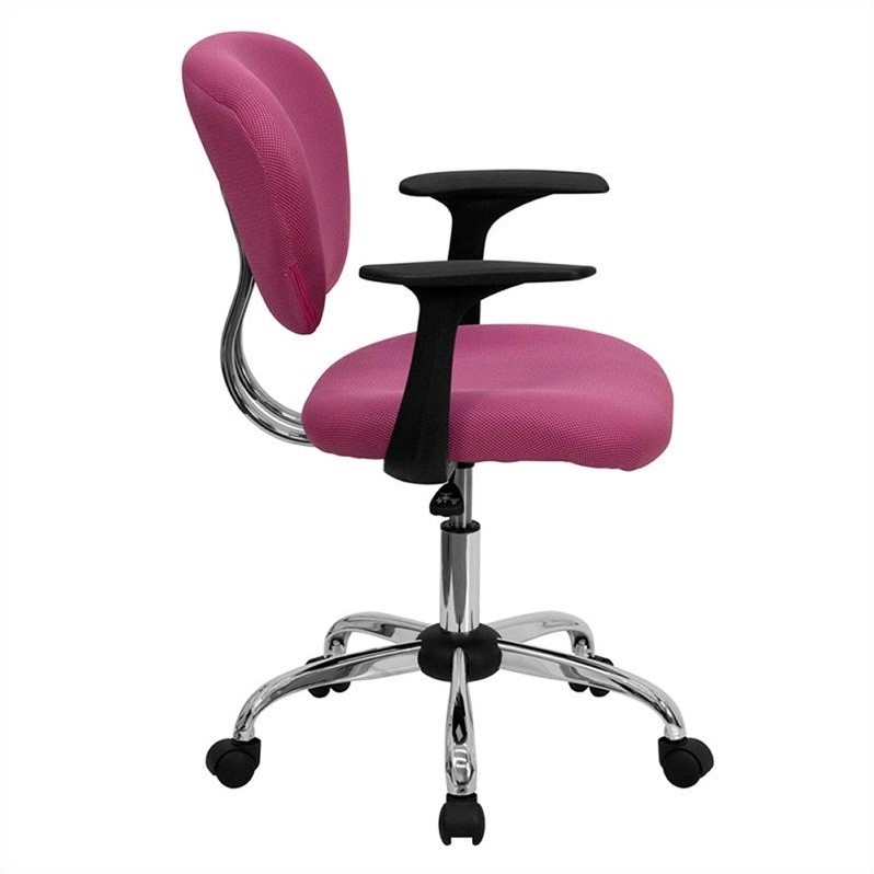 Flash Furniture Mid-Back Mesh Office Swivel Chair with Arms in Pink