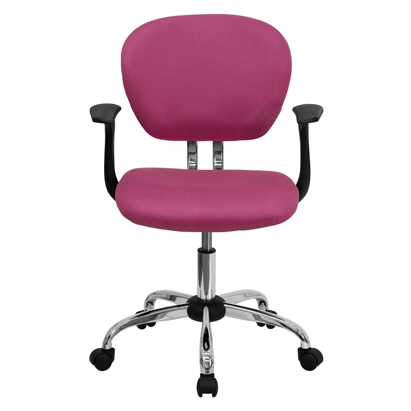 Flash Furniture Mid-Back Mesh Office Swivel Chair with Arms in Pink